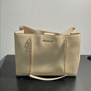 Michael Kors Tan Tote with Gold Chain